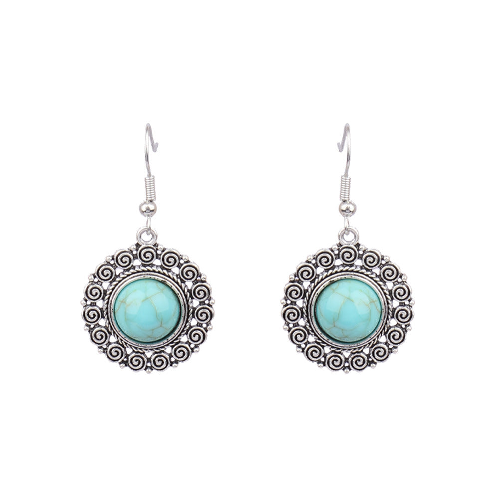 Conjunto de pendientes turquesa retro de estilo étnico bohemio
