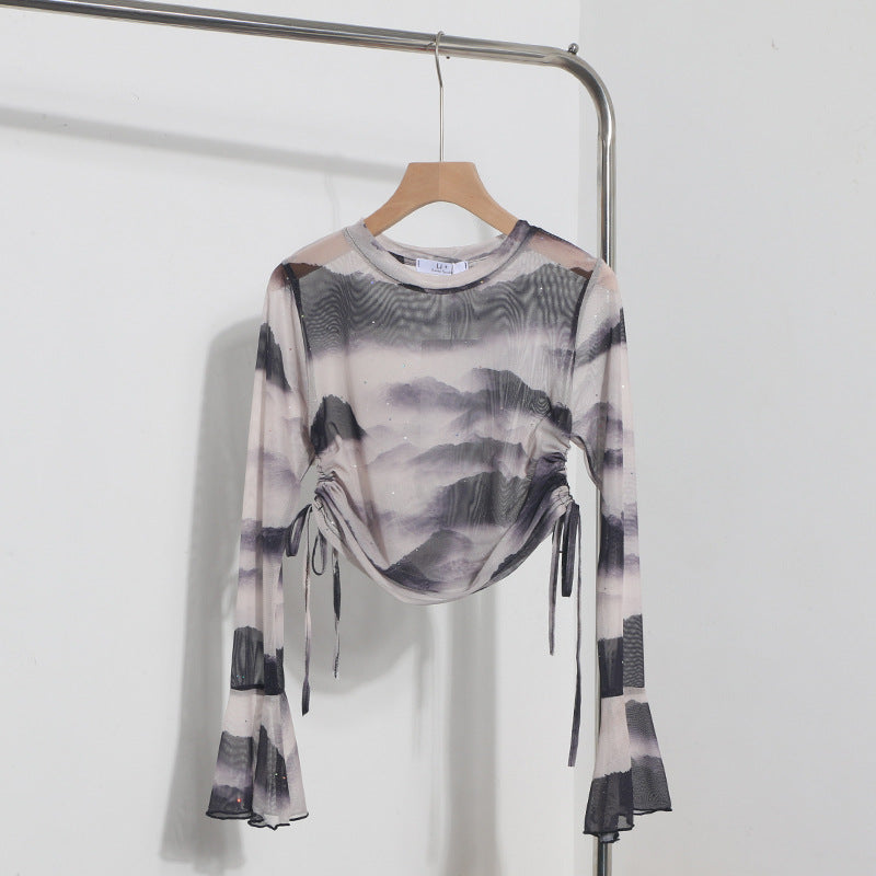 Women Fashion Summer Vacation Tie Dye Blouse