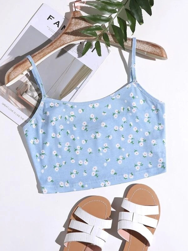 Women Fashion Sexy Printed Camisole Crop Top