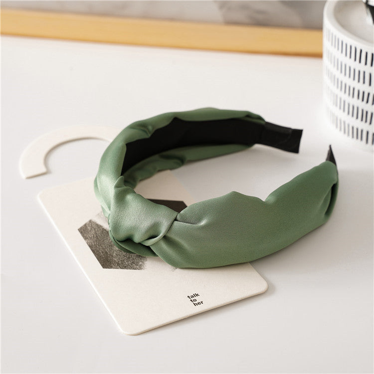 Bandeau à cheveux rétro en satin pour femme, accessoire de coiffure de couleur unie pour un look élégant