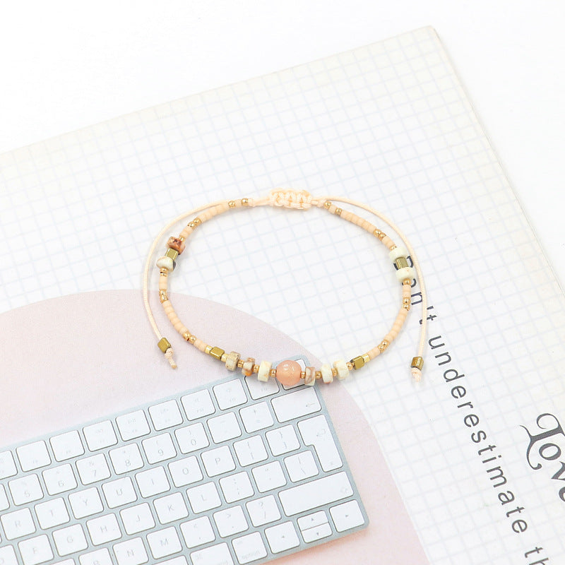 Bohemian Semi-Precious Stone Beads Handwoven Bracelet