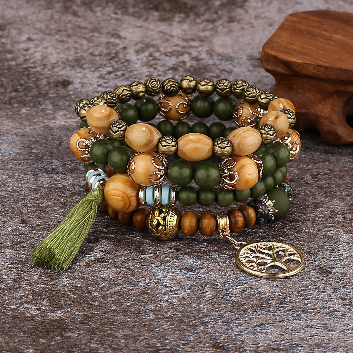Bohemian Style Multi-Layer Wooden Beaded Bracelet