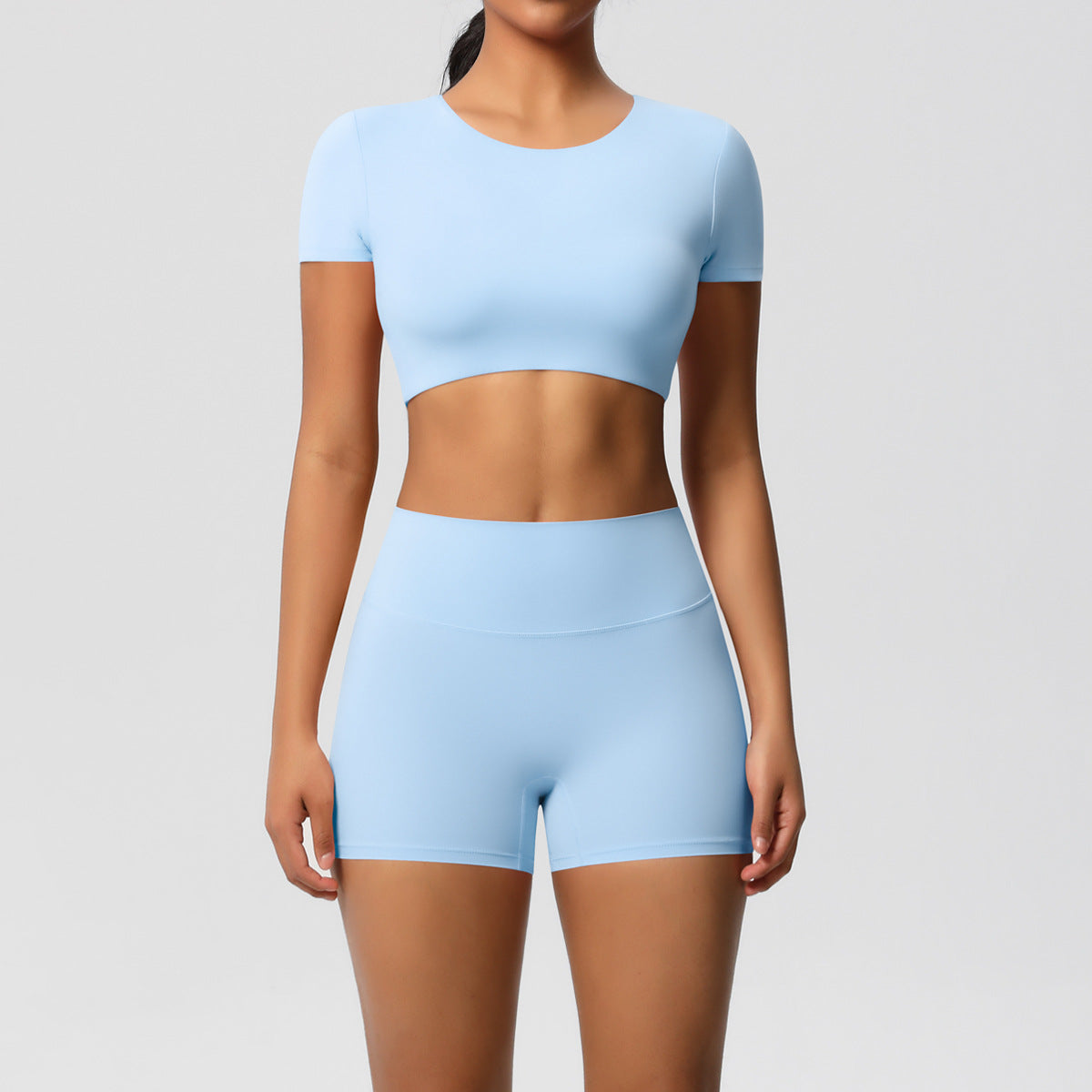 Ensemble de sport deux pièces de yoga pour femmes, couleur unie
