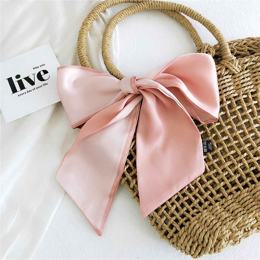Fashion Double-Sided Two-Color Long Ribbon Tie Bag Handle Scarf