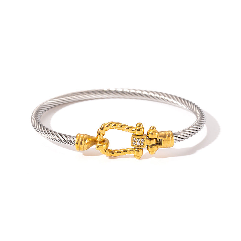 Women Fashion Steel Wire Rope Titanium Steel Twist Bracelet
