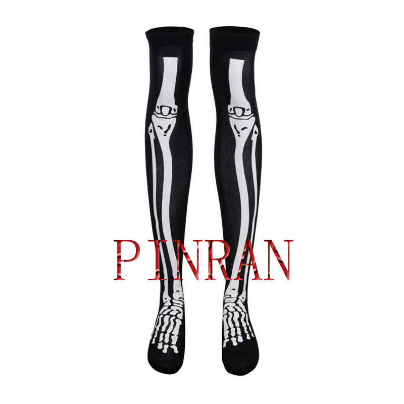 Women Funny Halloween Skeleton Bat Spider Web Stockings