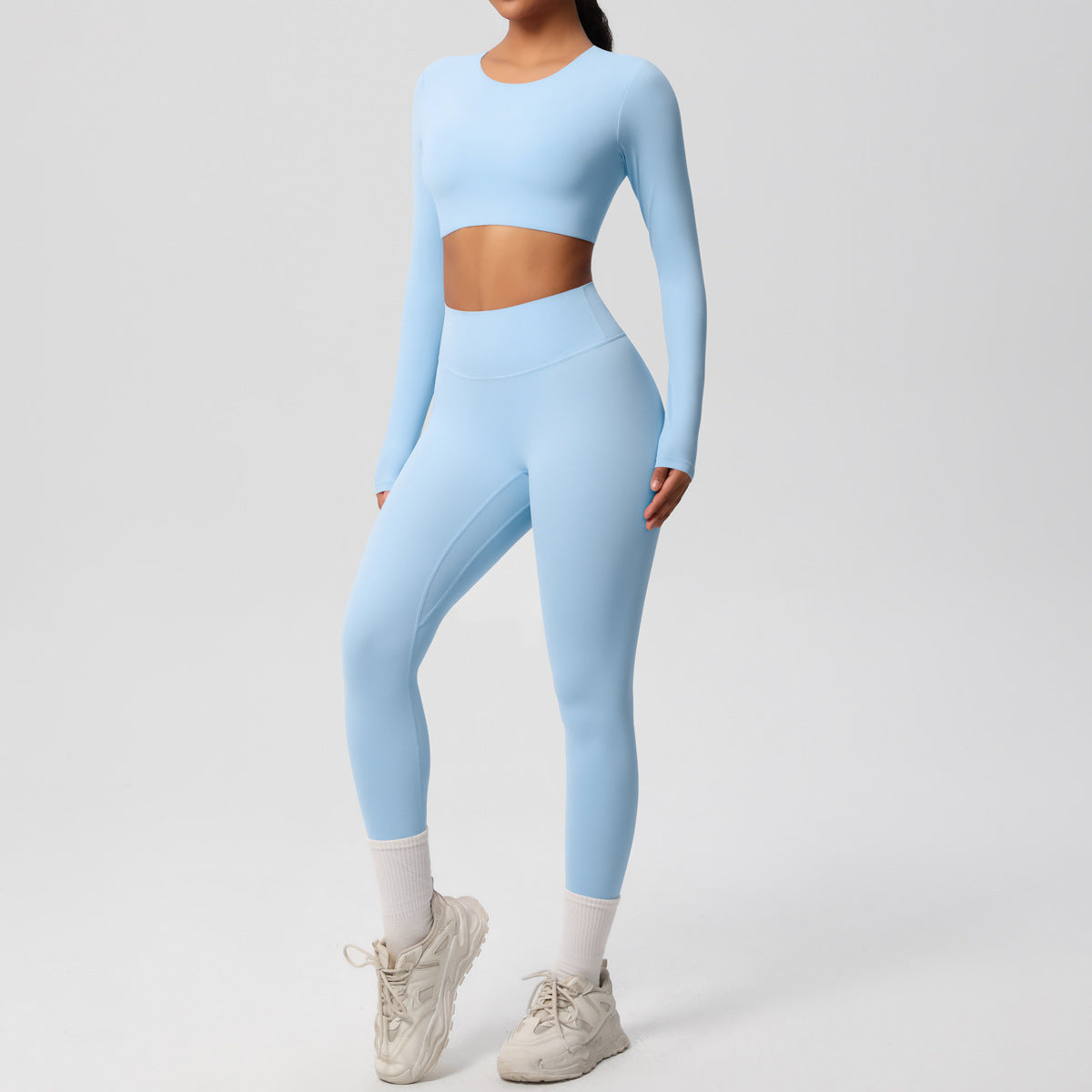Women Yoga Solid Color Sports Two-Piece Set