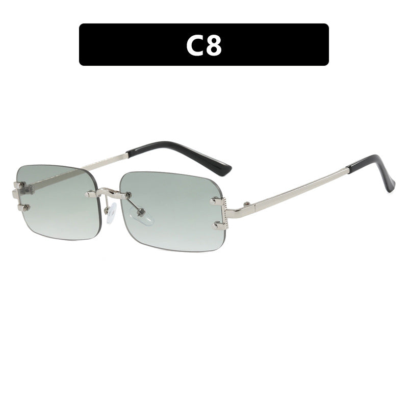 Gafas de sol cuadradas sin montura informales de moda para mujer