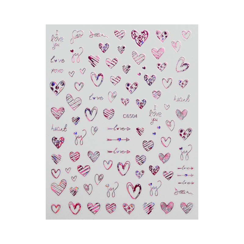 Autocollants pour ongles Love Laser Red pour la Saint-Valentin