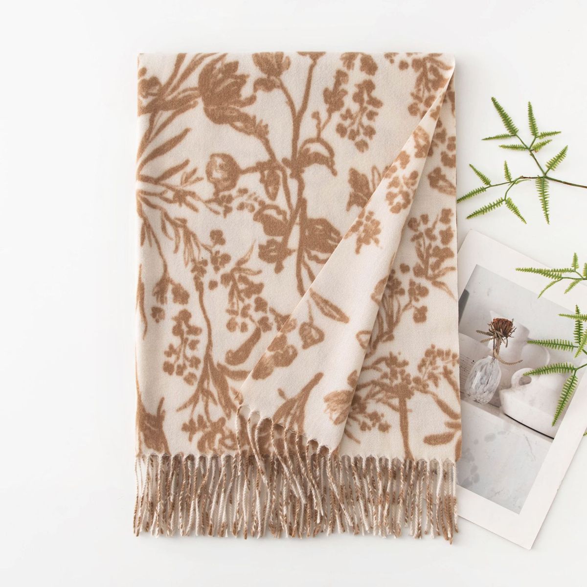 Women Fashion Casual Printed Warm Thickened Imitation Cashmere Scarf