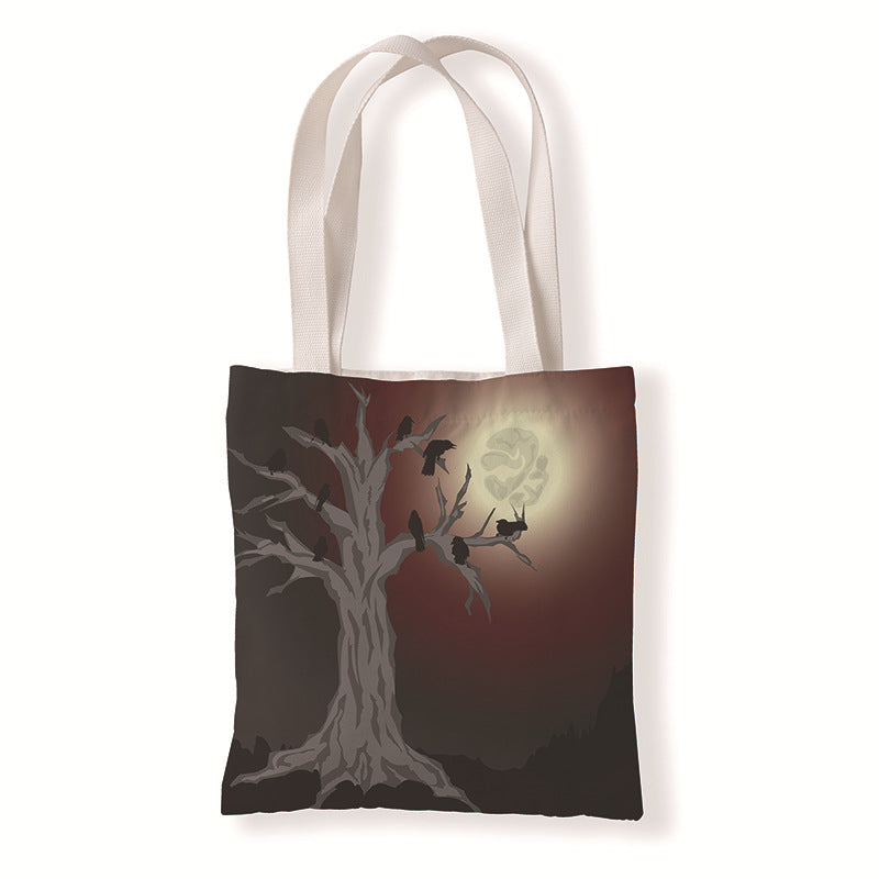 Bolsa de lona con estampado de dibujos animados de Halloween y terror