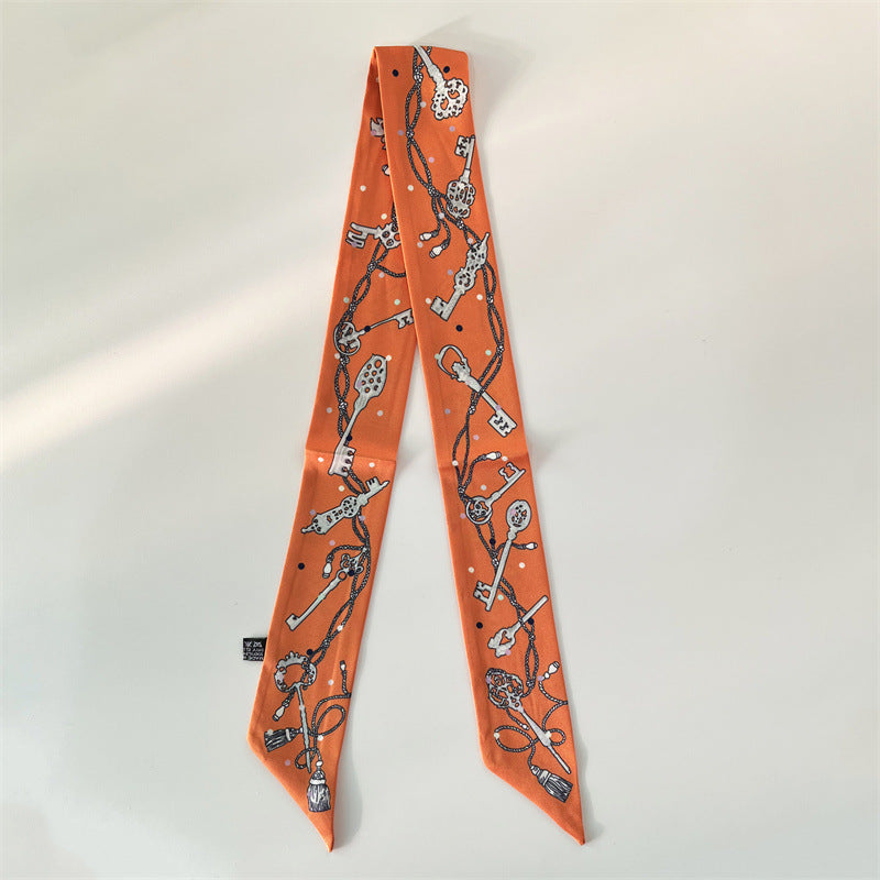 Fashion Printed Ribbon Tie Bag Handle Scarf