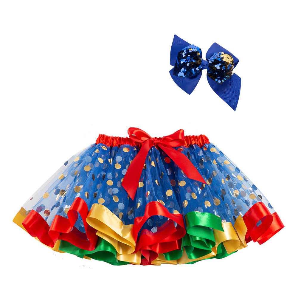 Kids Toddler Girls Halloween Pumpkin Skirt with Sequin Bow