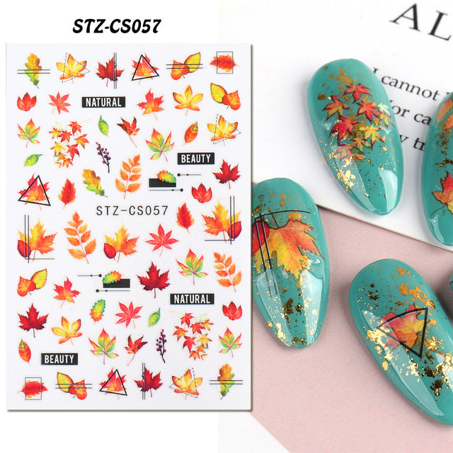 Halloween Skull Autumn Maple Leaf Pumpkin Ghost Nail Stickers