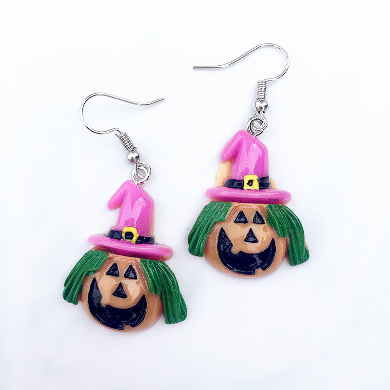 Pendientes colgantes de Halloween para mujer, divertidos, con esqueleto, fantasma, calabaza, gato y búho