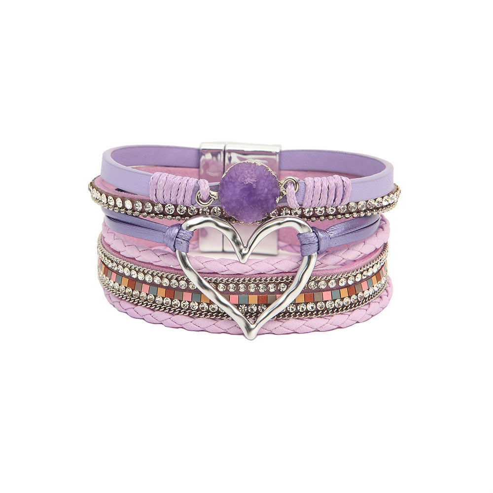 Bohemian Multi-Layer Leather Heart Bracelet