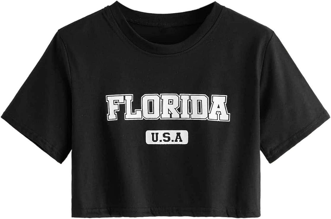 Camiseta corta de manga corta lisa y sencilla para mujer