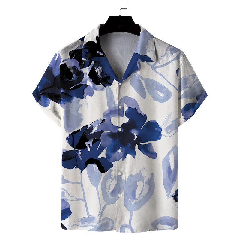 Camisa informal con solapa y estampado de mariposas 3D para hombre