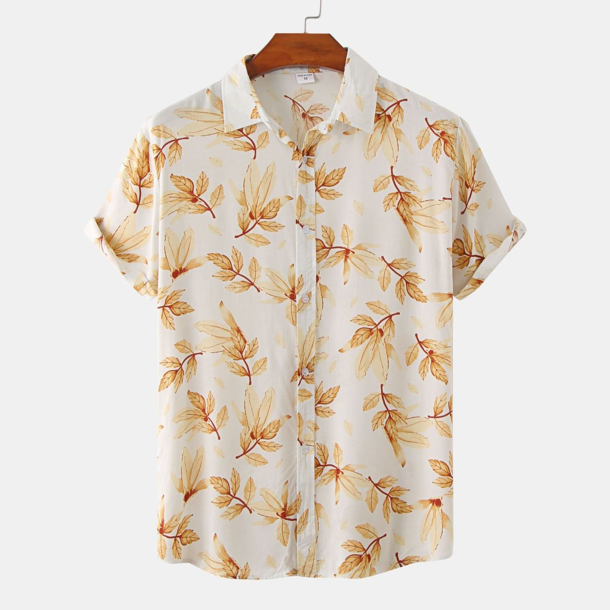 Camisa de verano para hombre con rayas y flores diminutas en 3D