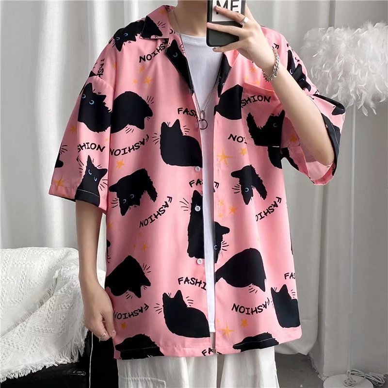 Camisa informal vintage con estampado de flores diminutas para hombre
