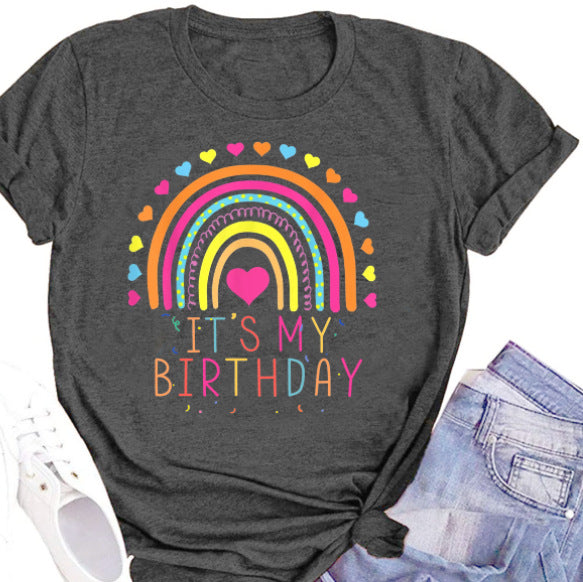 Camiseta informal de algodón con estampado de manga corta para mujer