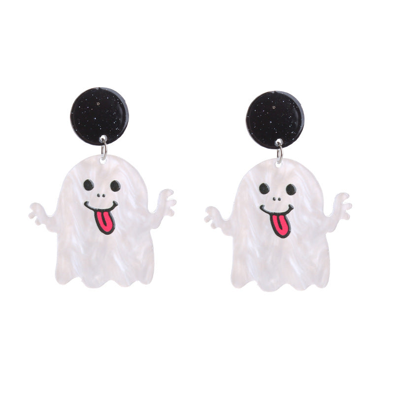 Halloween Women Fashion Funny Acrylic Pumpkin Cat Earrings
