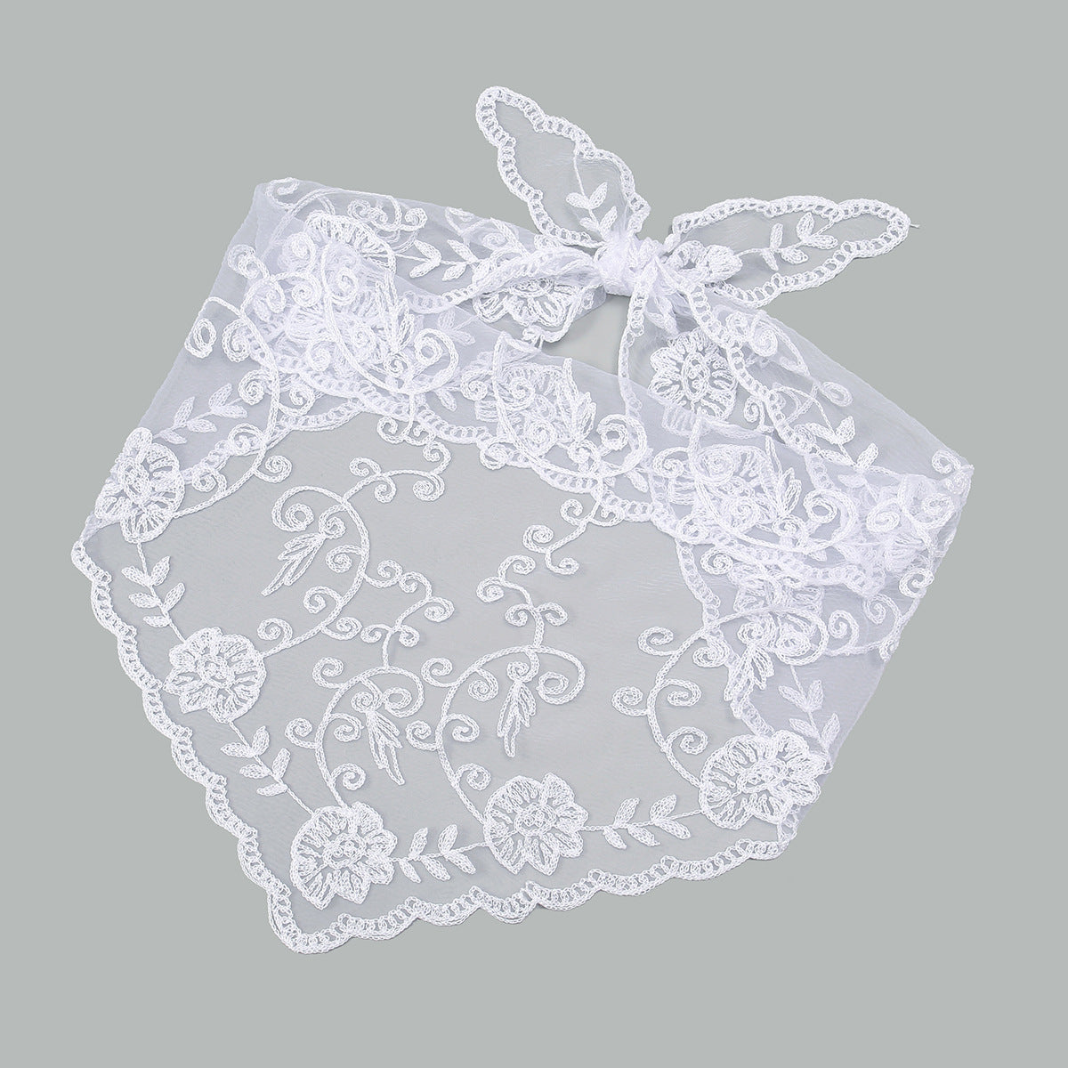 Écharpe triangulaire florale en dentelle de couleur unie pour femme, accessoire de mode élégant en acrylique