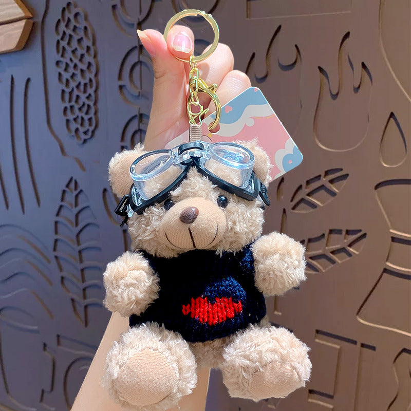 Cartoon Plush Bear Keychain with Colorful Sweater Styles