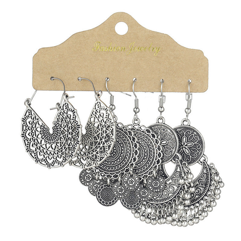 Conjunto de pendientes con borlas creativas retro de estilo étnico bohemio