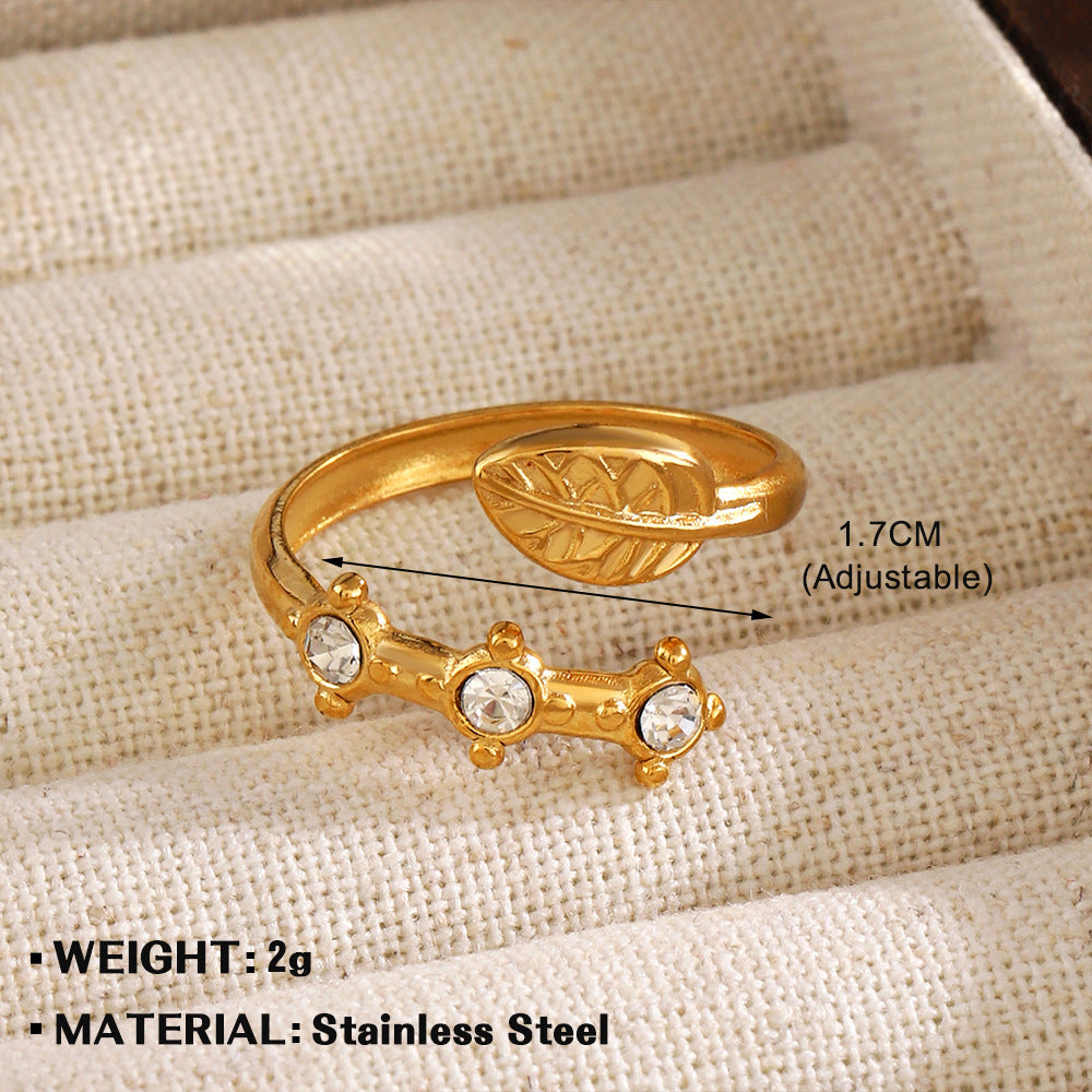 Anillo sencillo con incrustaciones de diamantes de imitación para mujer