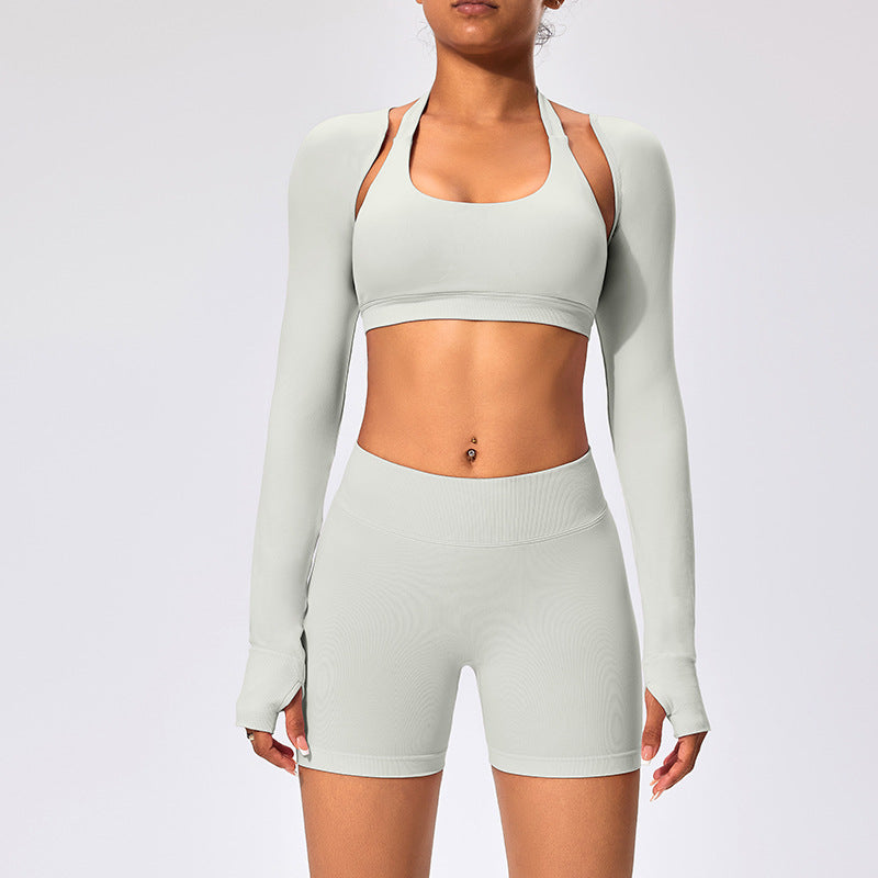 Haut de yoga décontracté à manches longues et couleur unie pour femme