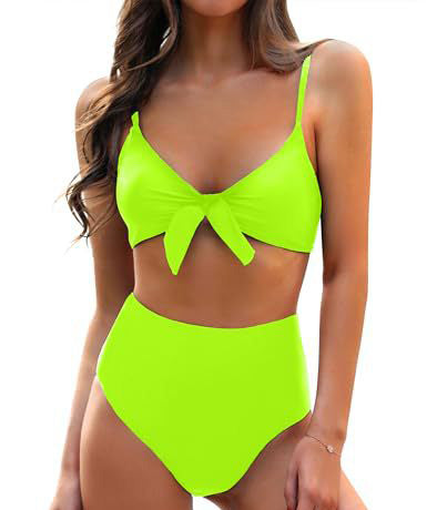 Traje de baño bikini sexy de color sólido con cordones para mujer