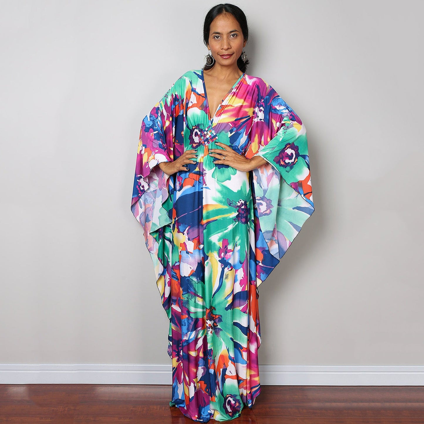Robe de plage ample en polyester imprimé