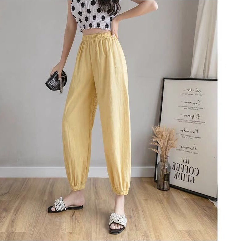 Women Casual Solid Color Linen Jogger Pants