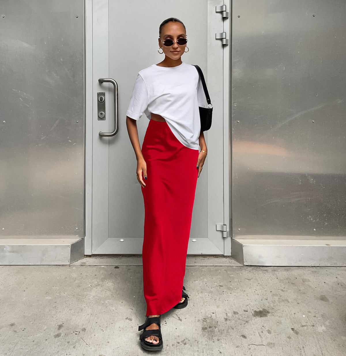 Women Fashion Solid Color Satin Slim Fit Skirt - Elegant and Comfortable
