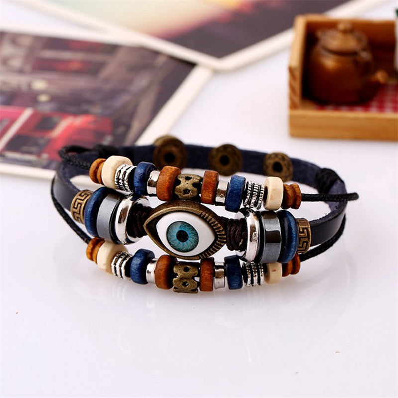 Pulsera de cuentas de ojo malvado estilo bohemio vintage