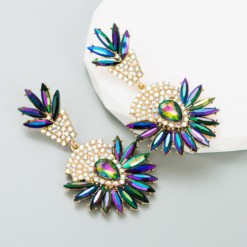 Bohemian Exaggerated Alloy Rhinestone Earrings