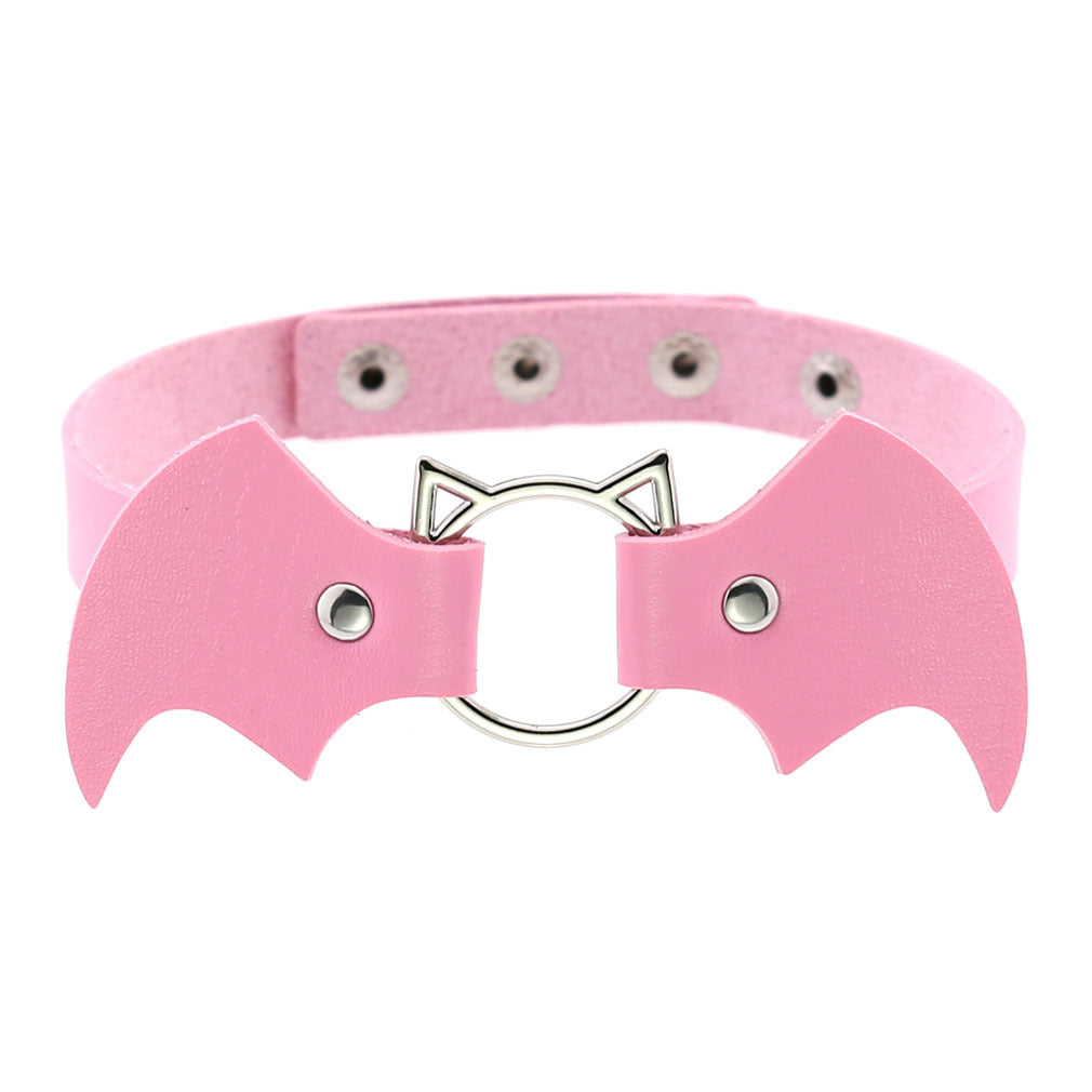 Halloween Women Gothic Bat Pu Leather Chokers