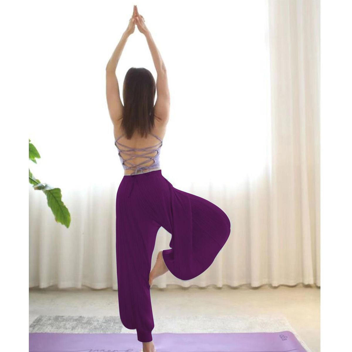 Women Casual Solid Color Loose Yoga Pants