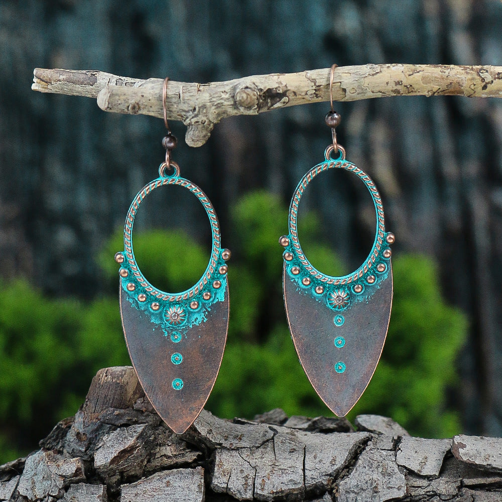 Boucles d'oreilles rétro turquoise de style ethnique bohème