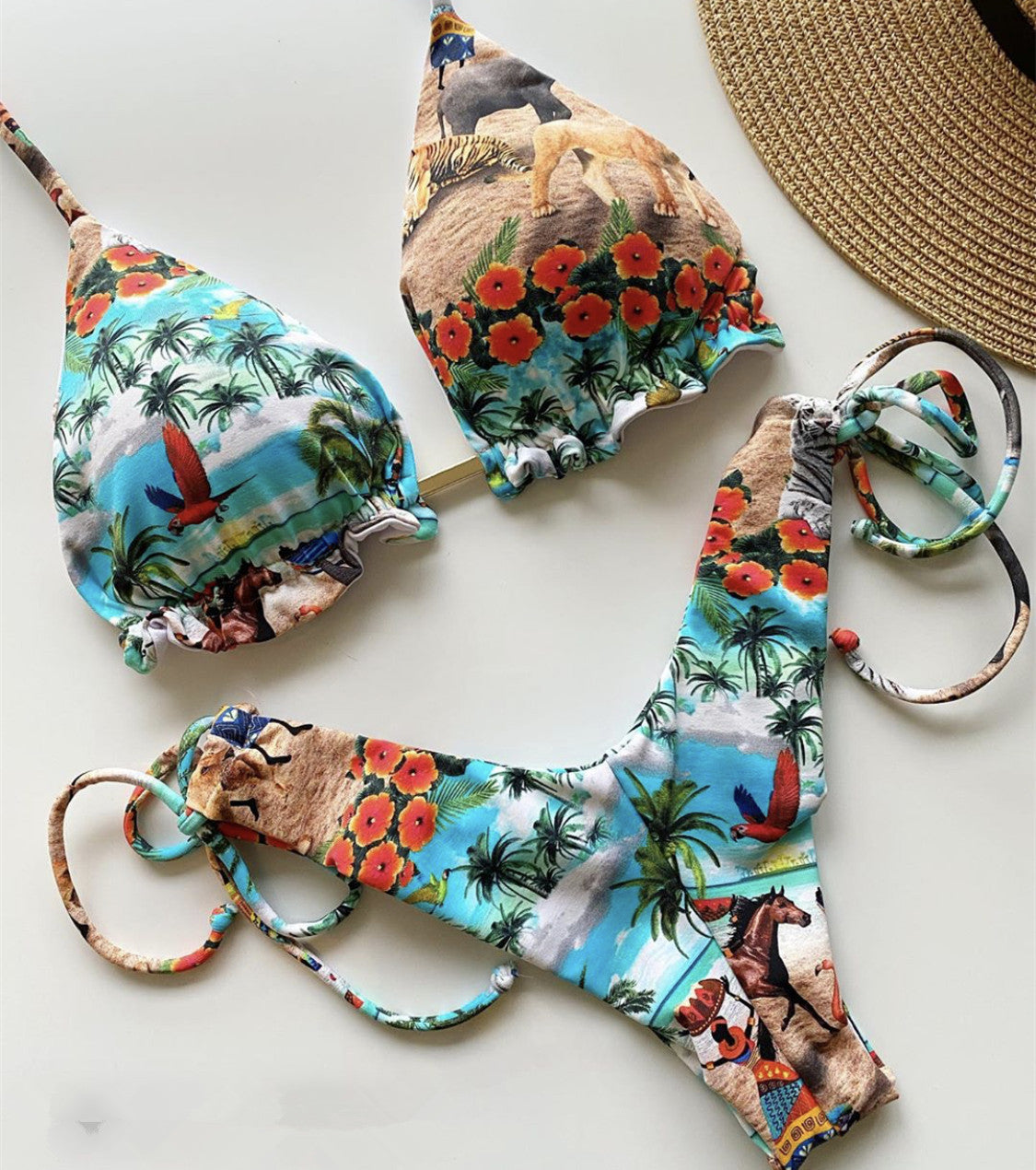 Maillot de bain bikini dos nu imprimé sexy pour femme