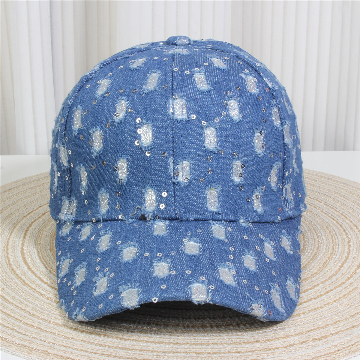 Fashion Casual Denim Rhinestone Sequins Baseball Cap