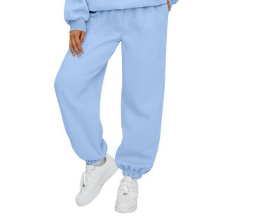 Women Casual High Waist Polyester Loose Pants