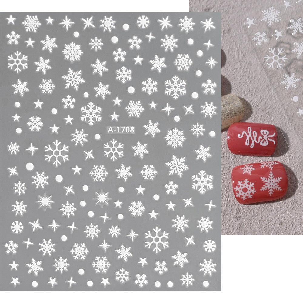 Pegatinas navideñas de copos de nieve para uñas
