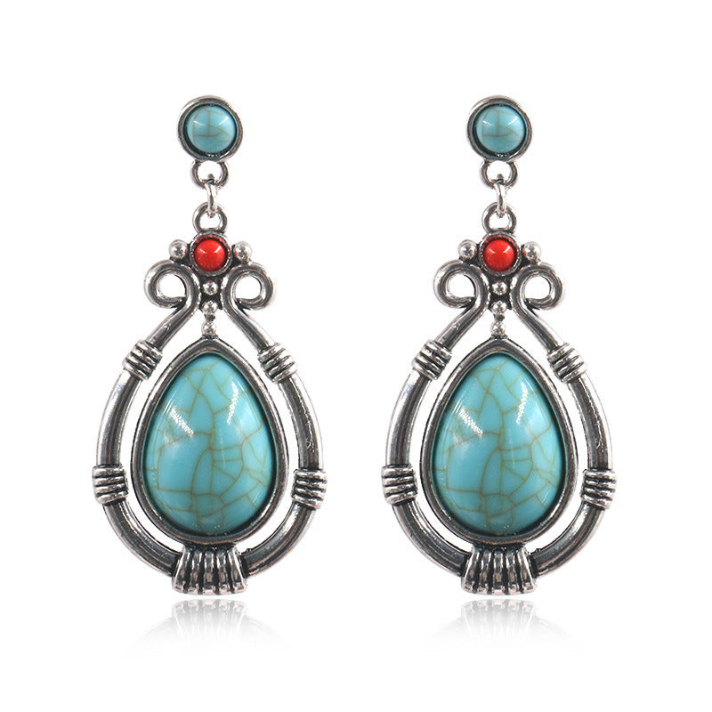 Boucles d'oreilles bohèmes vintage en forme de goutte turquoise