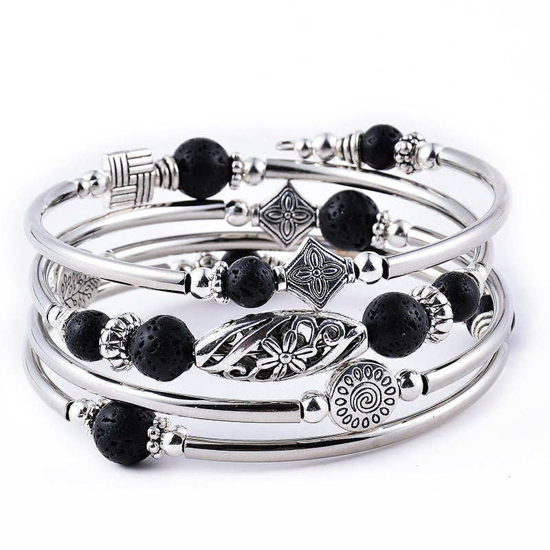 Pulsera bohemia de cuentas de piedra natural para mujer