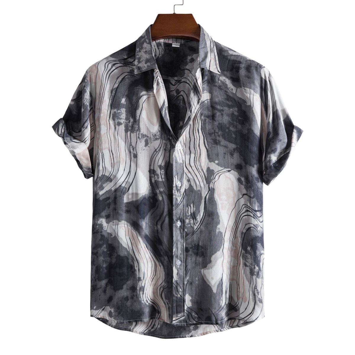 Camisa informal de vacaciones para hombre con estampado de flores diminutas en 3D