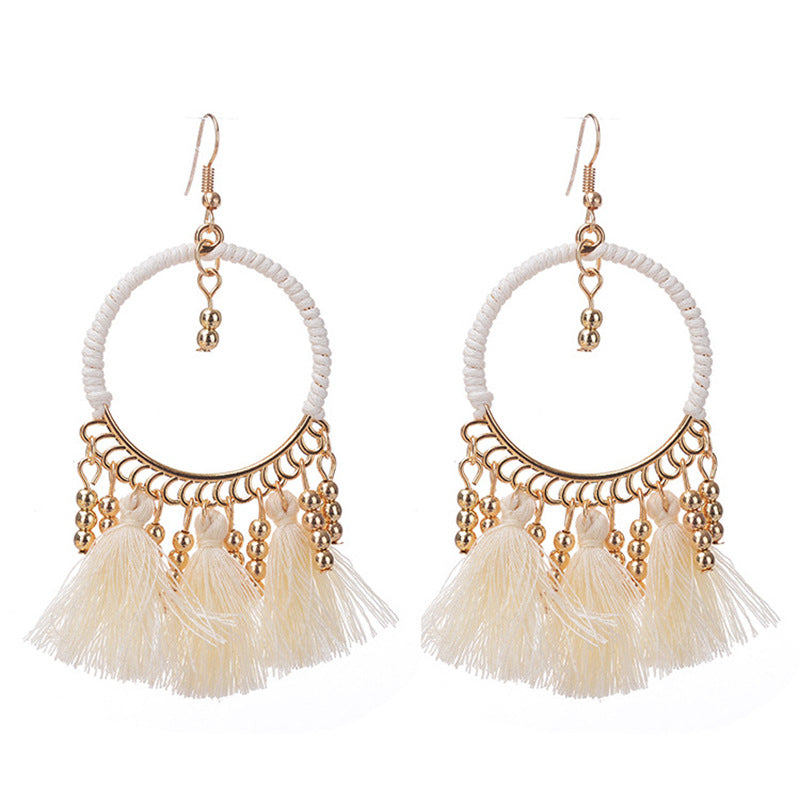 Pendientes con borlas retro de estilo étnico bohemio