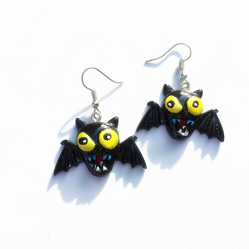 Pendientes colgantes de Halloween para mujer con murciélago, calabaza y zombi
