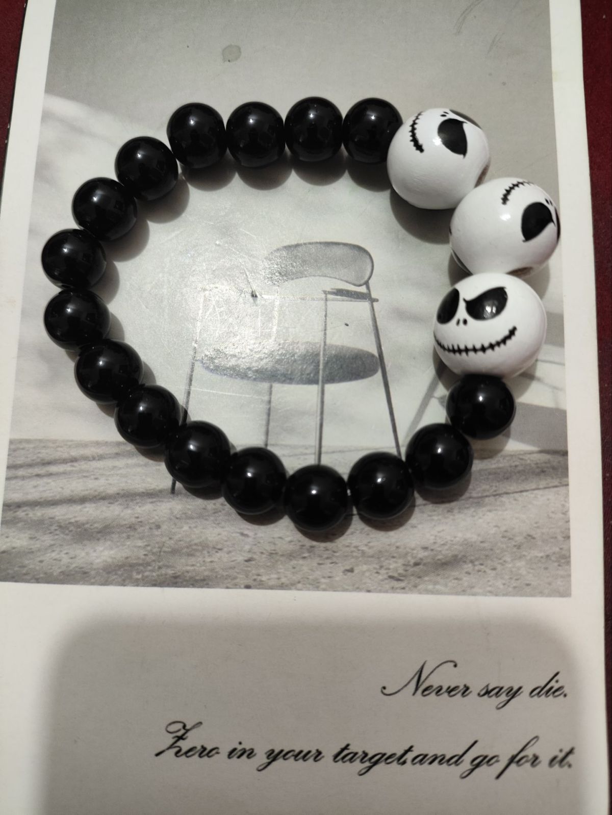Pulsera de cuentas de Halloween con calabaza y calavera de dibujos animados